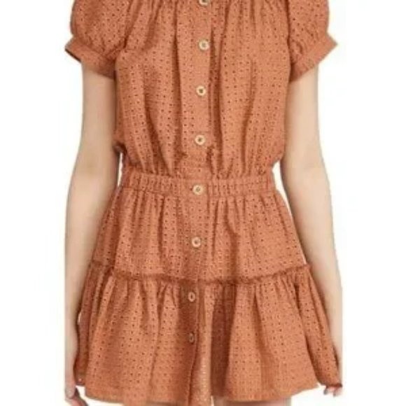 Revolve eberjey Portola Elise Eyelet Dress 100% Cotton Pecan Size Small - Picture 5 of 14